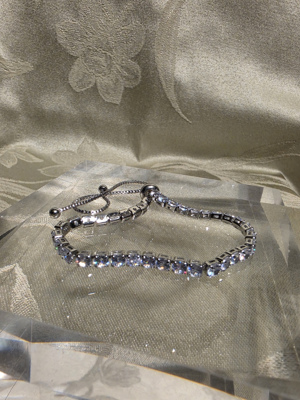 #1246 Swarovski Silver-Tone Clear Crystal Slider Bracelet